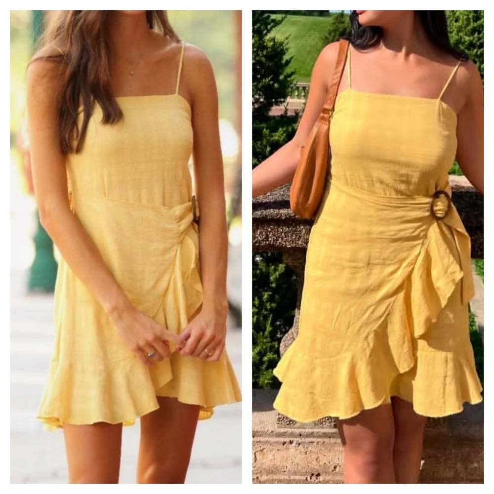 American Eagle faux wrap dress Pale Yellow Size XL - Picture 1 of 9